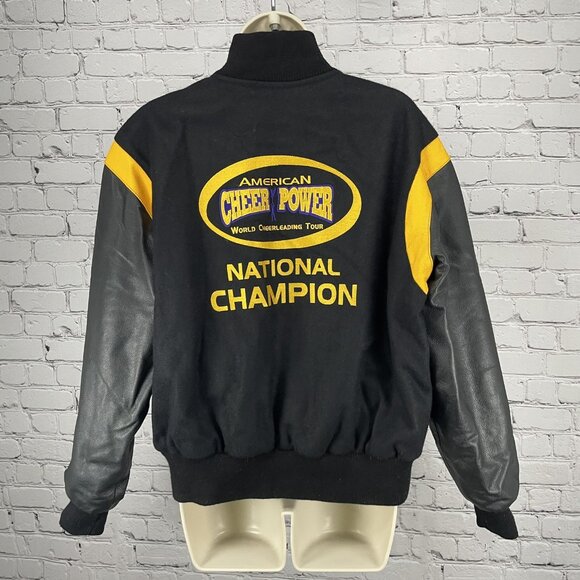 American Cheer Power Wool Leather National Champion Snap Jacket Size Youth Large - Picture 2 of 7